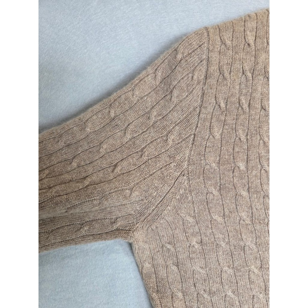 J.Crew Cashmere Cable Knit V-Neck Sweater Womens M Preppy Old Money (Flaws) - Picture 5 of 12